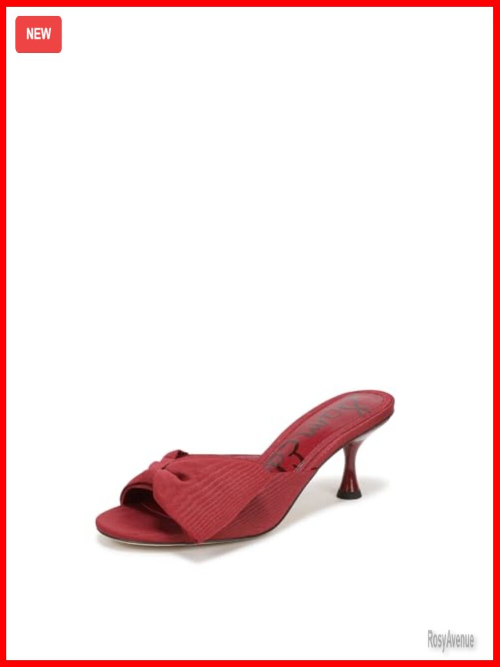 Ragan Bow Mule Slide Sandal with Flare Heel and Buckle Closure